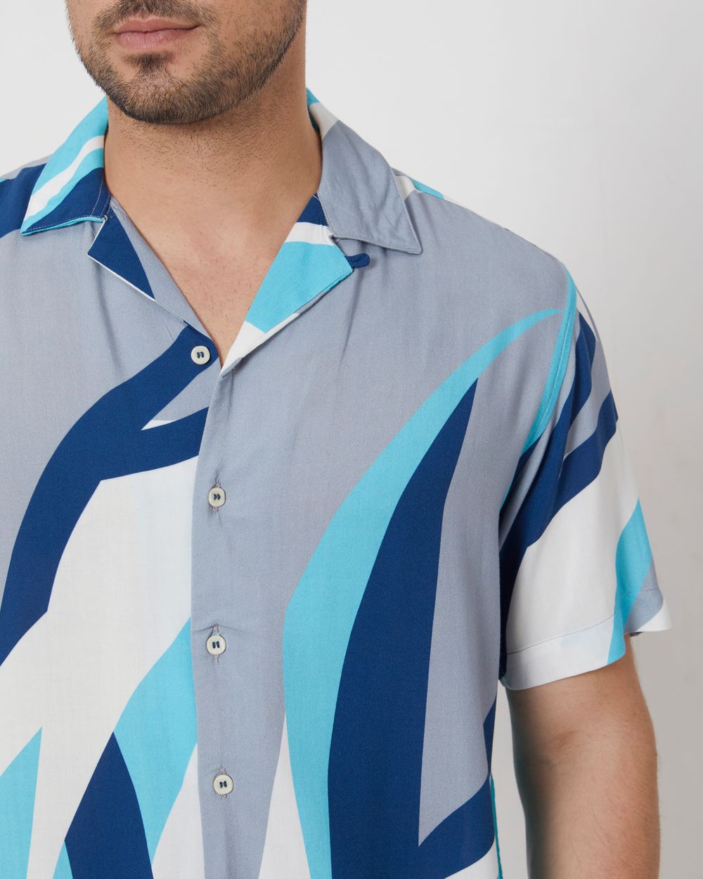 Grey Resort Print Relaxed Fit Casual Shirt