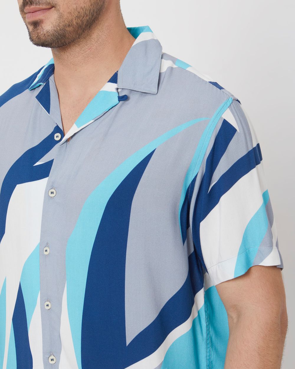 Grey Resort Print Relaxed Fit Casual Shirt