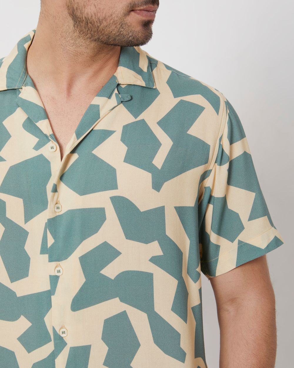 Beige Resort Print Relaxed Fit Casual Shirt