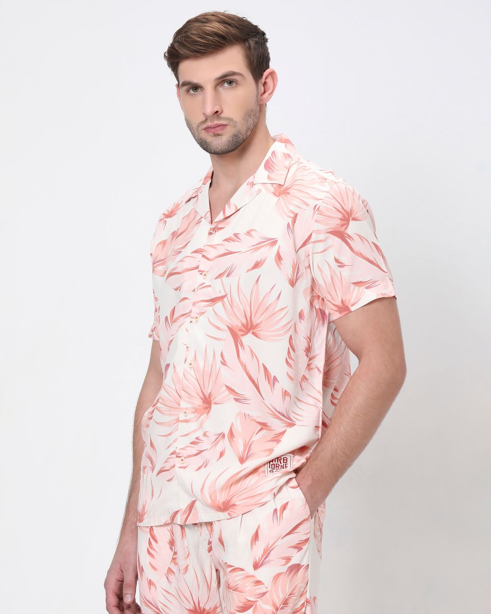 Pink Floral Print Relaxed Fit Casual Shirt
