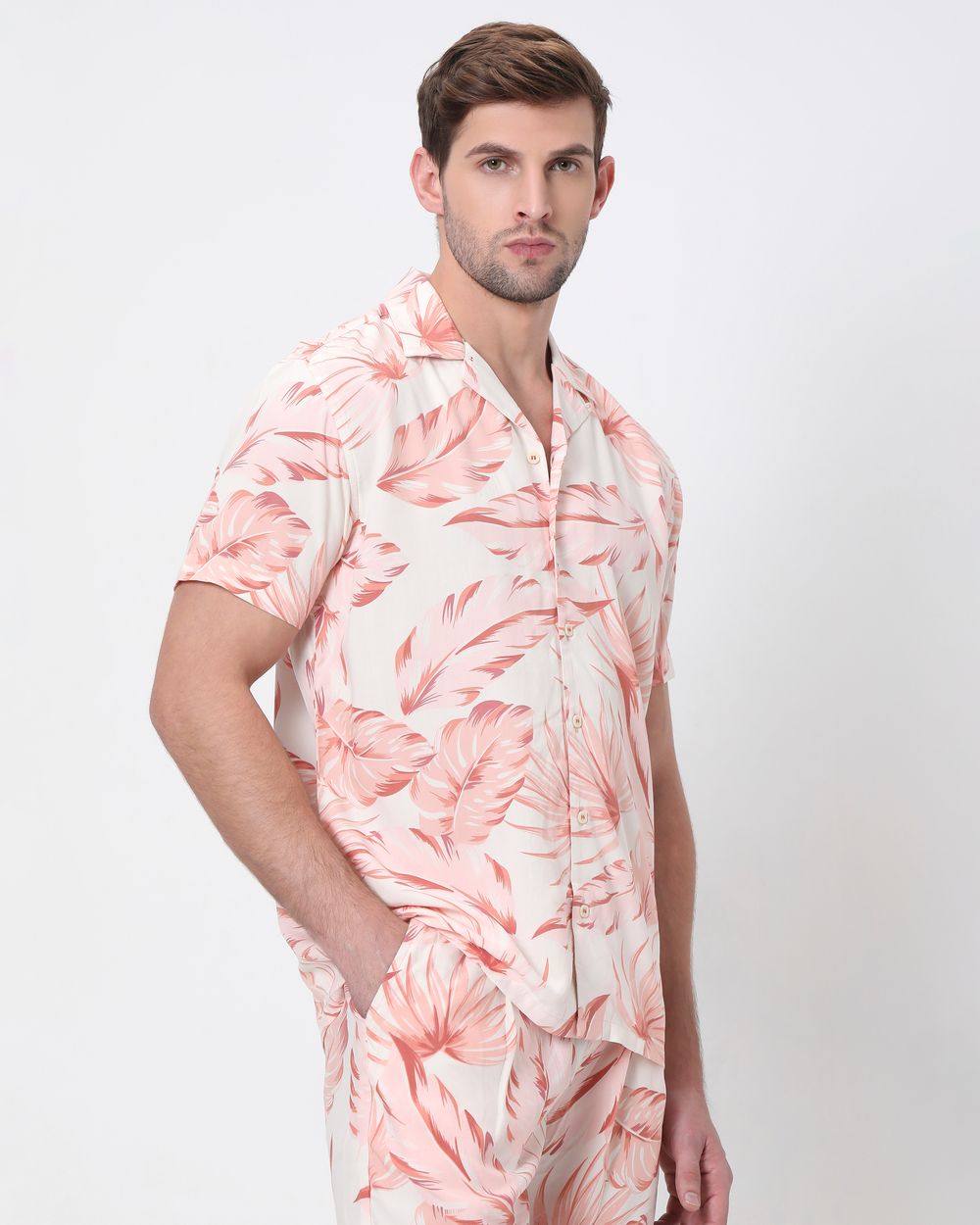 Pink Floral Print Relaxed Fit Casual Shirt