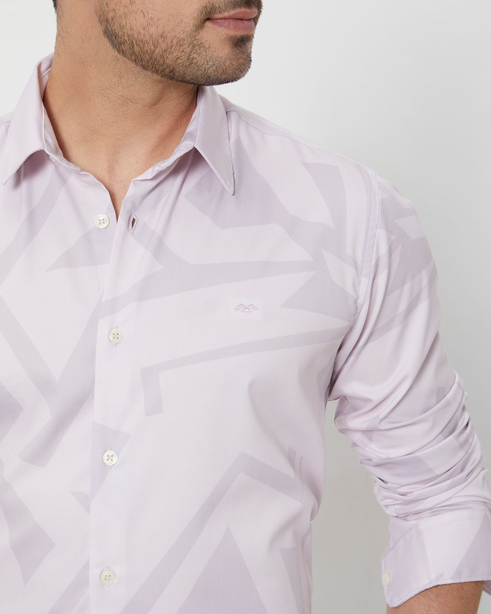 Pastel Pink Digital Print Slim Fit Casual Shirt