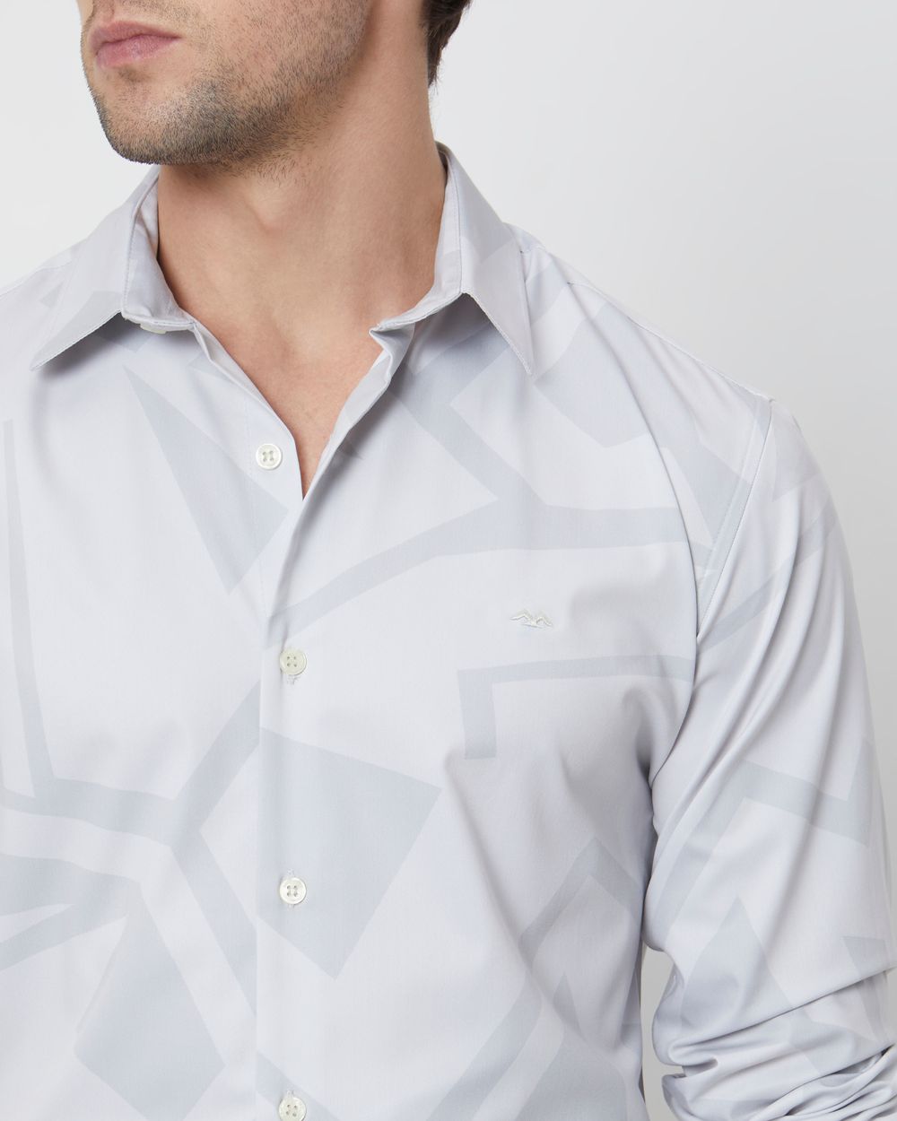 Beige Digital Print Slim Fit Casual Shirt