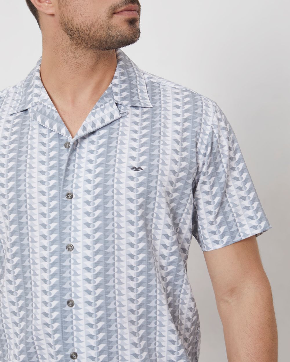 Grey Resort Print Relaxed Fit Casual Shirt