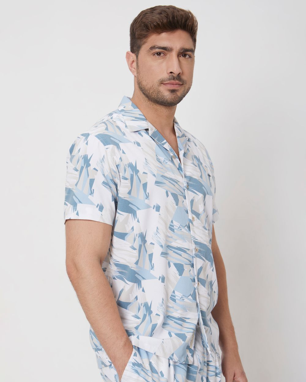 White Resort Print Relaxed Fit Casual Shirt