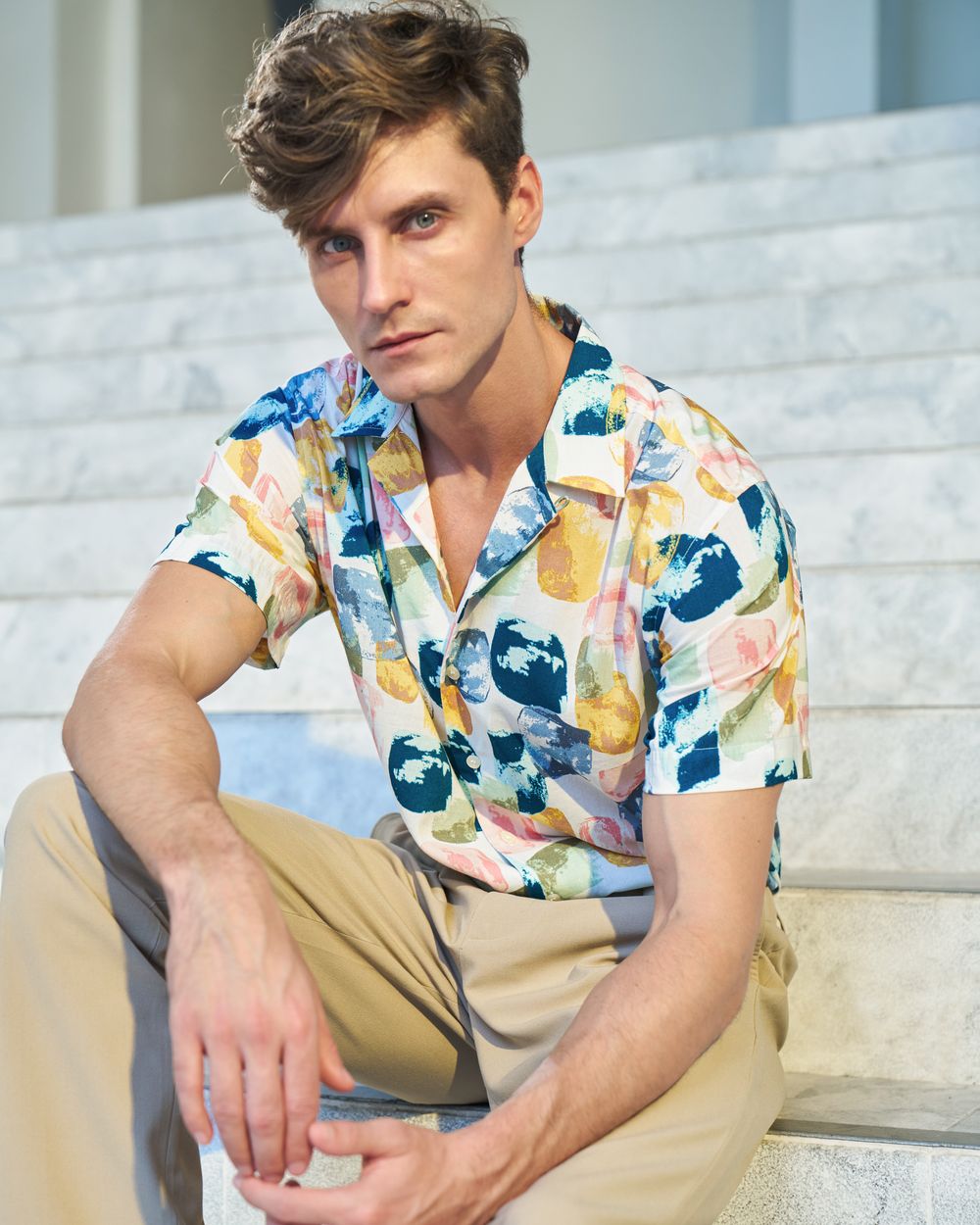 Multi Abstract Print Slim Fit Casual Shirt