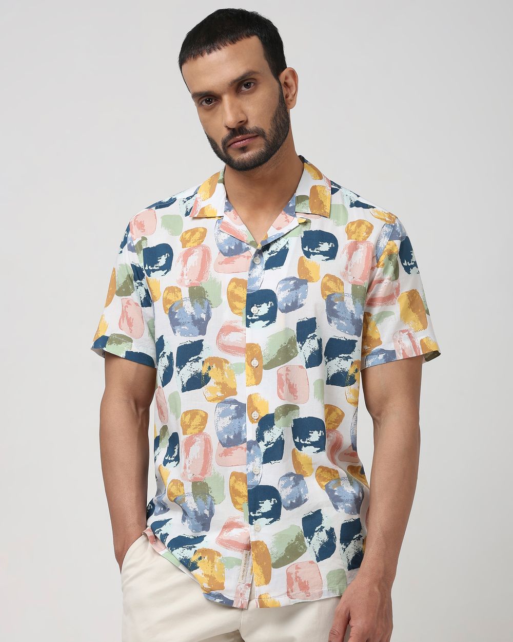 Multi Abstract Print Slim Fit Casual Shirt