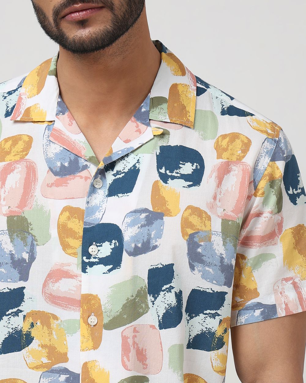 Multi Abstract Print Slim Fit Casual Shirt