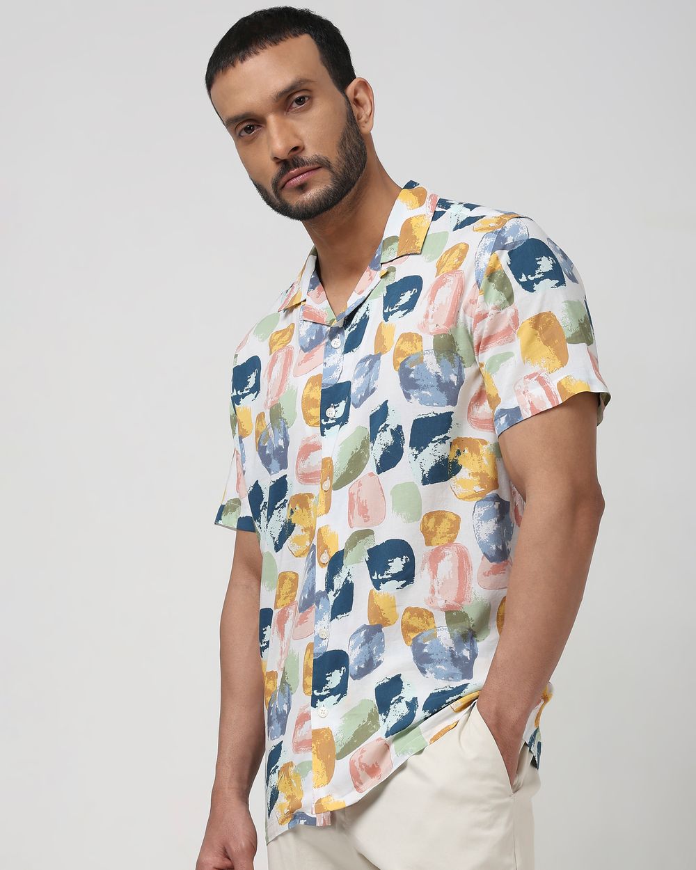Multi Abstract Print Slim Fit Casual Shirt