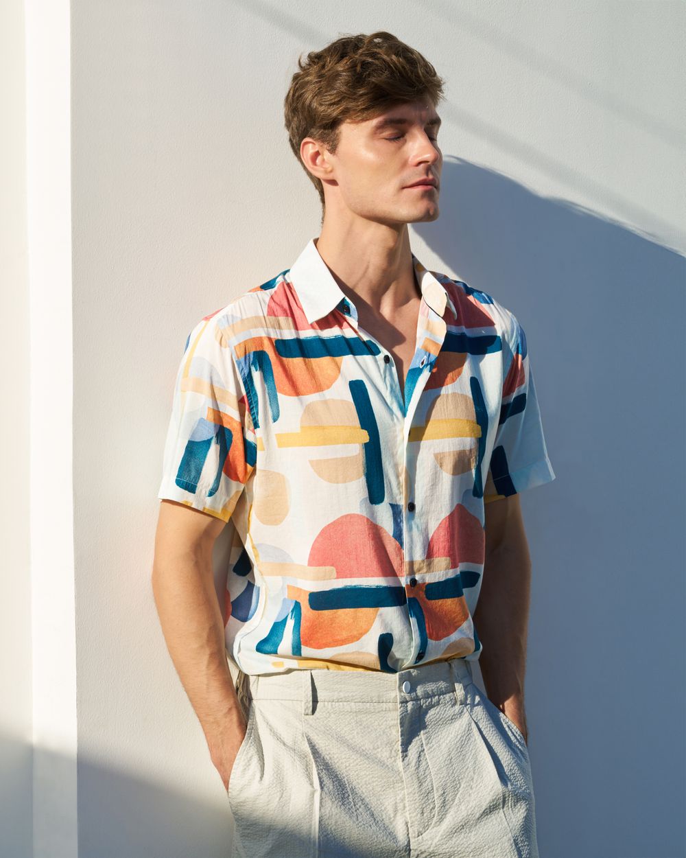 Multi Abstract Print Slim Fit Casual Shirt