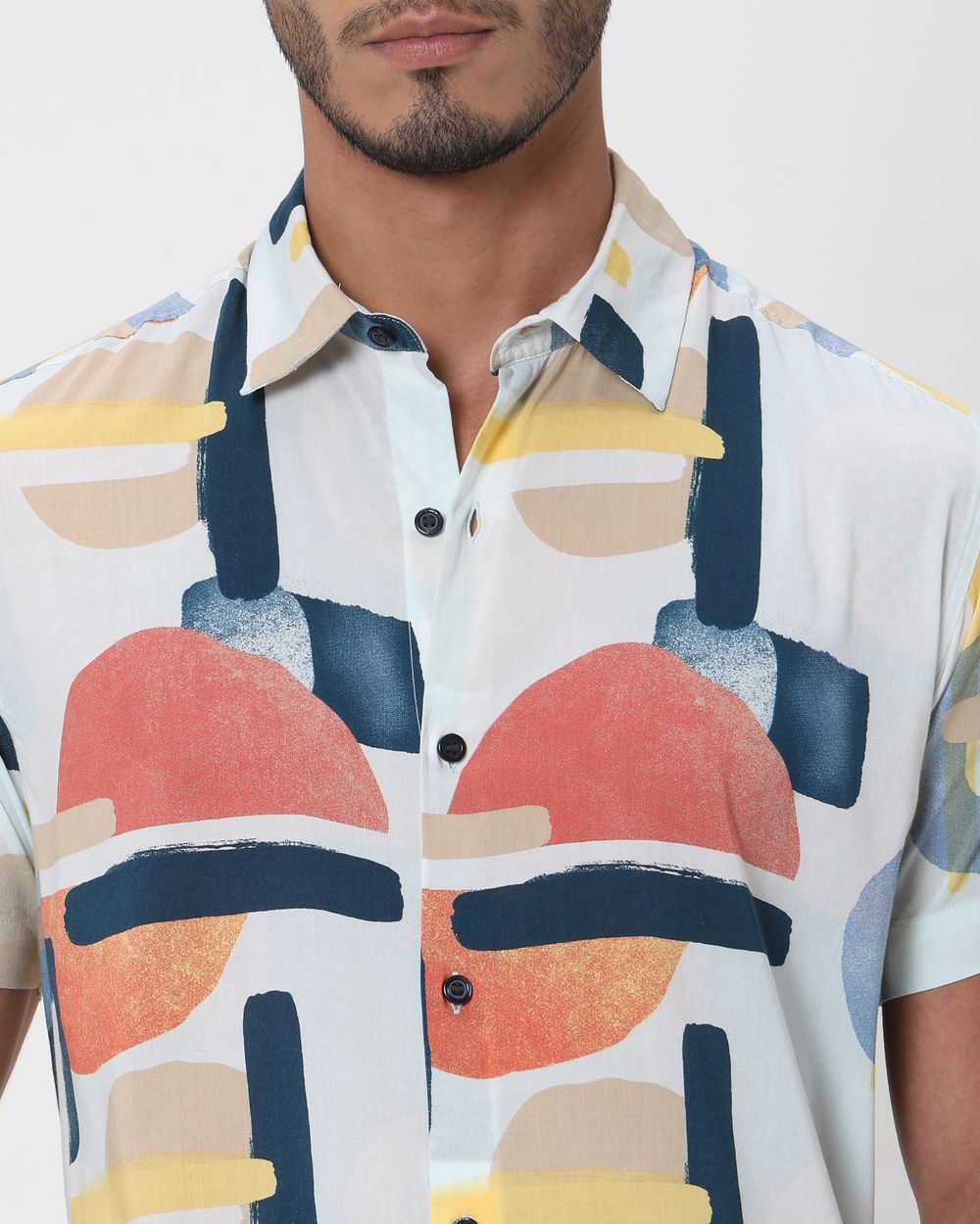 Multi Abstract Print Slim Fit Casual Shirt