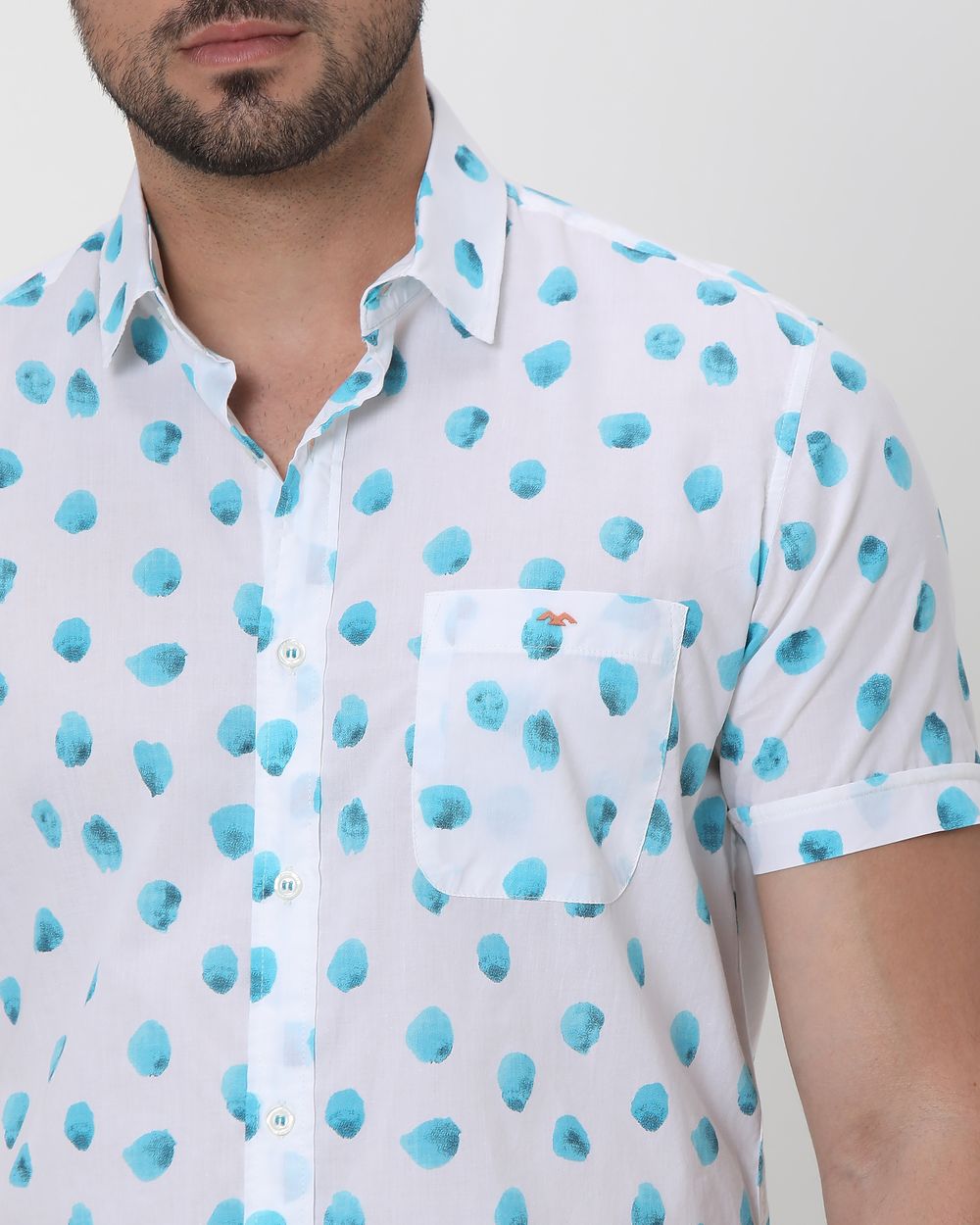 Turquoise Resort Print Slim Fit Casual Shirt