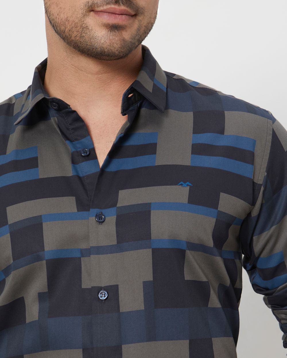 Charcoal Abstract Print Slim Fit Casual Shirt