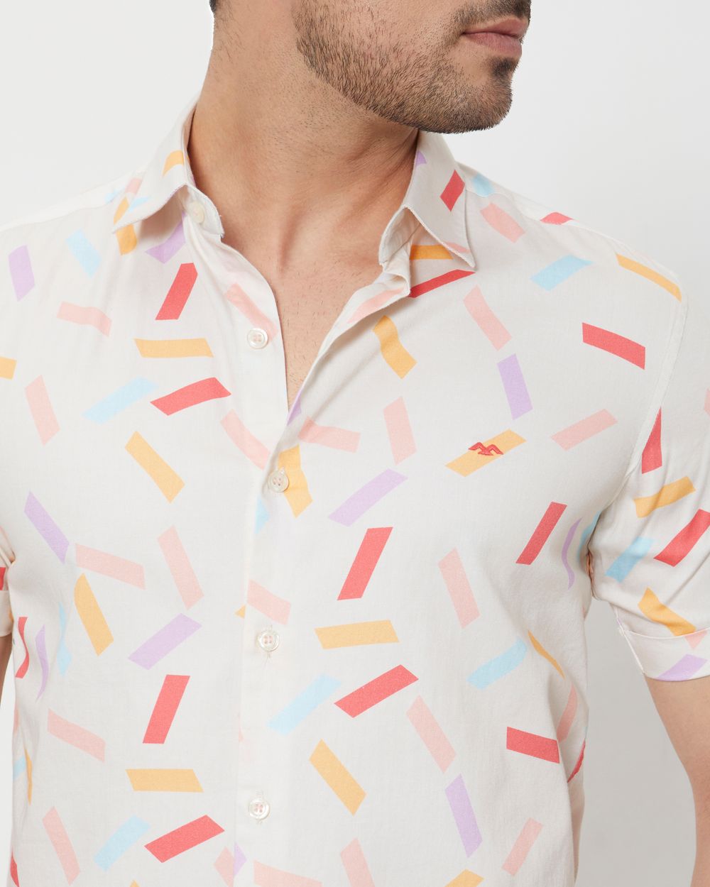 Multi Geometric Print Slim Fit Casual Shirt