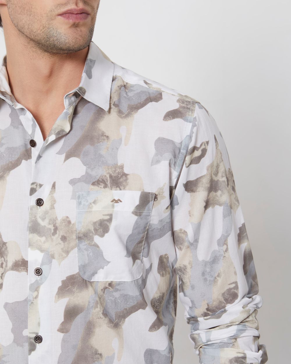 Camo Print Slim Fit Casual Shirt