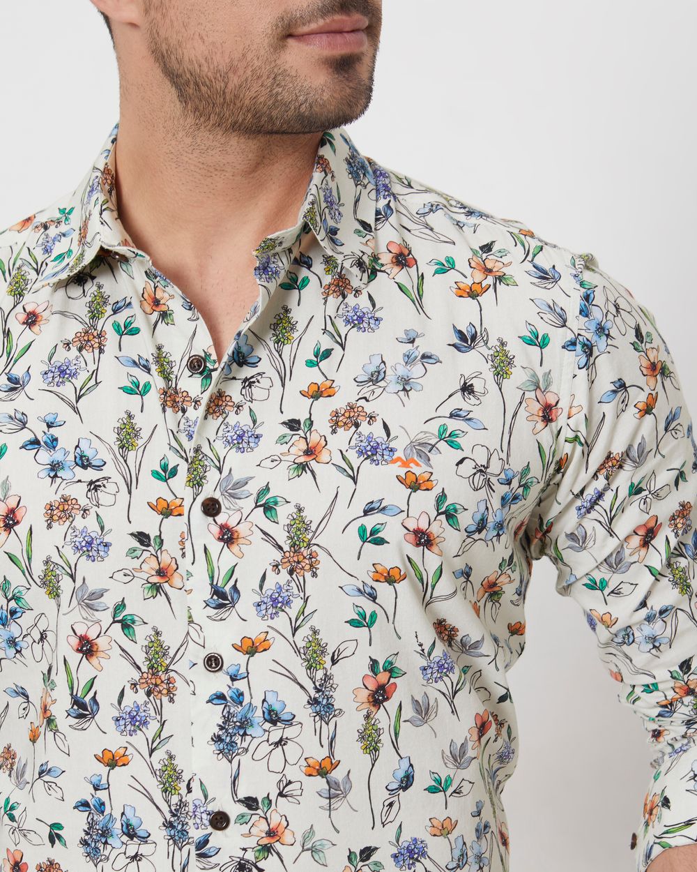 Multi Floral Print Slim Fit Casual Shirt