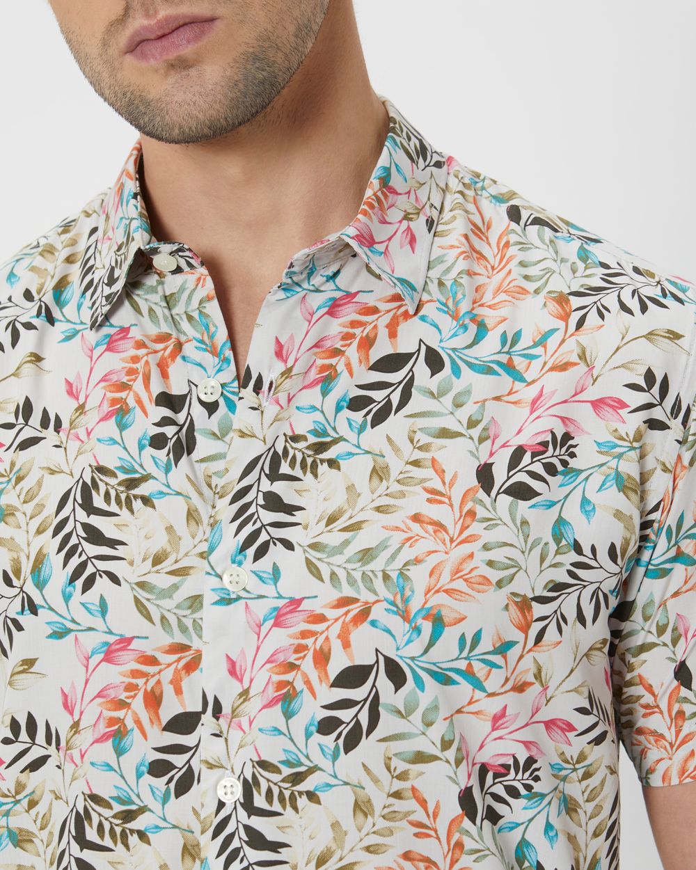 Multi Floral Print Slim Fit Casual Shirt