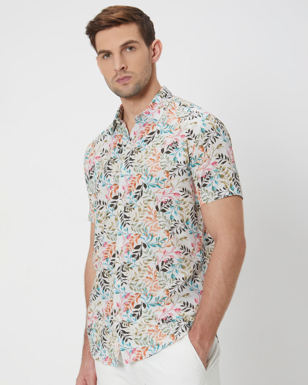 Multi Floral Print Slim Fit Casual Shirt