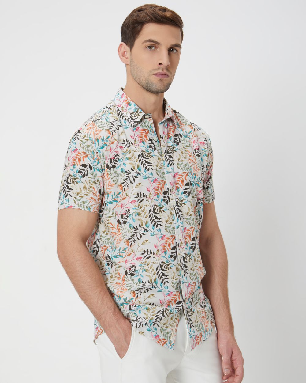 Multi Floral Print Slim Fit Casual Shirt