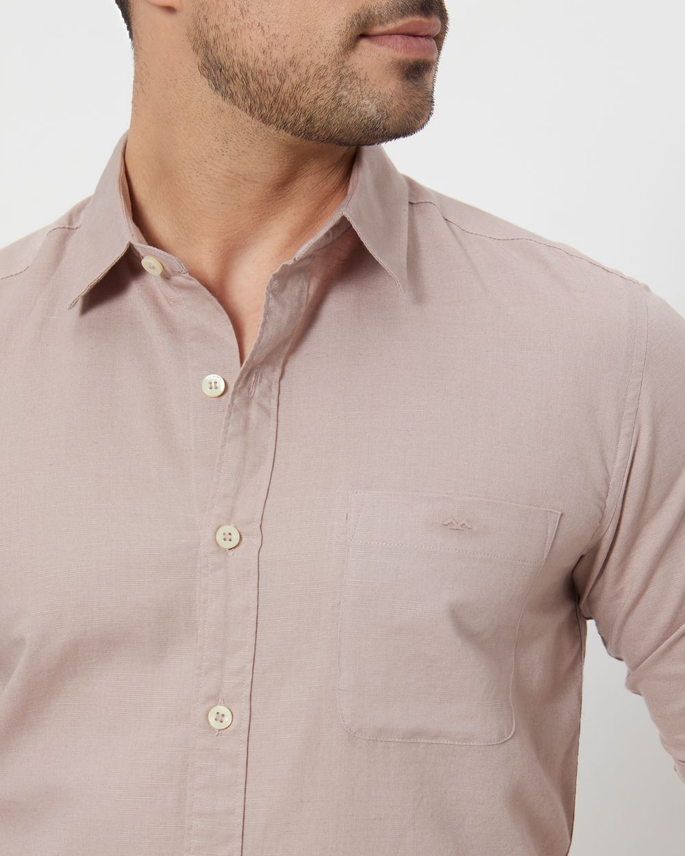Stone Cotton Linen Slim Fit Casual Shirt