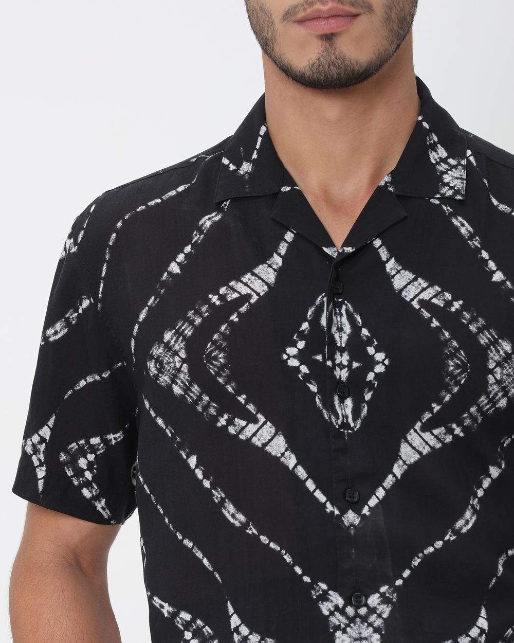 Black Digital Print Relaxed Fit Casual Shirt