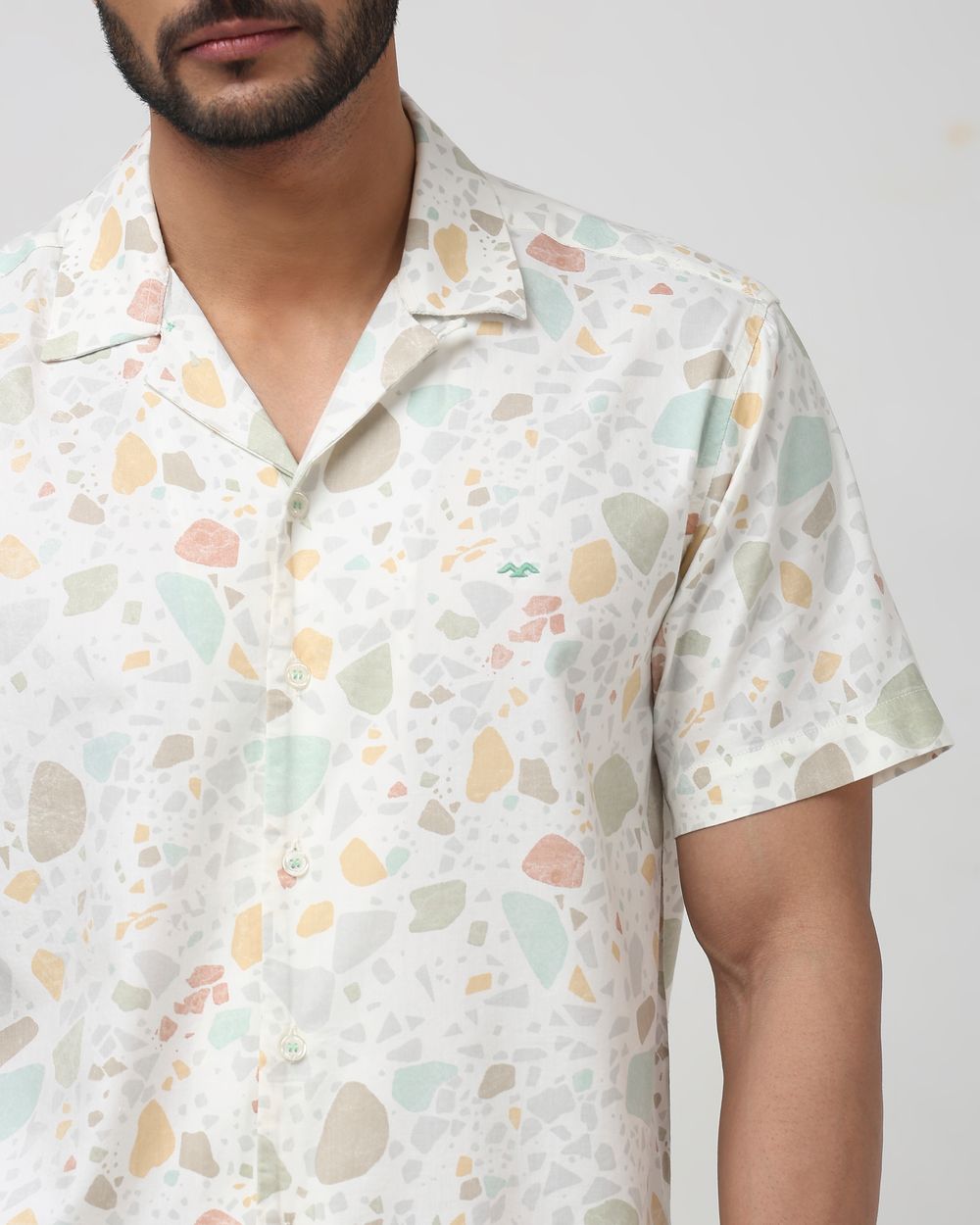 Multi Terrazzo Print Slim Fit Casual Shirt
