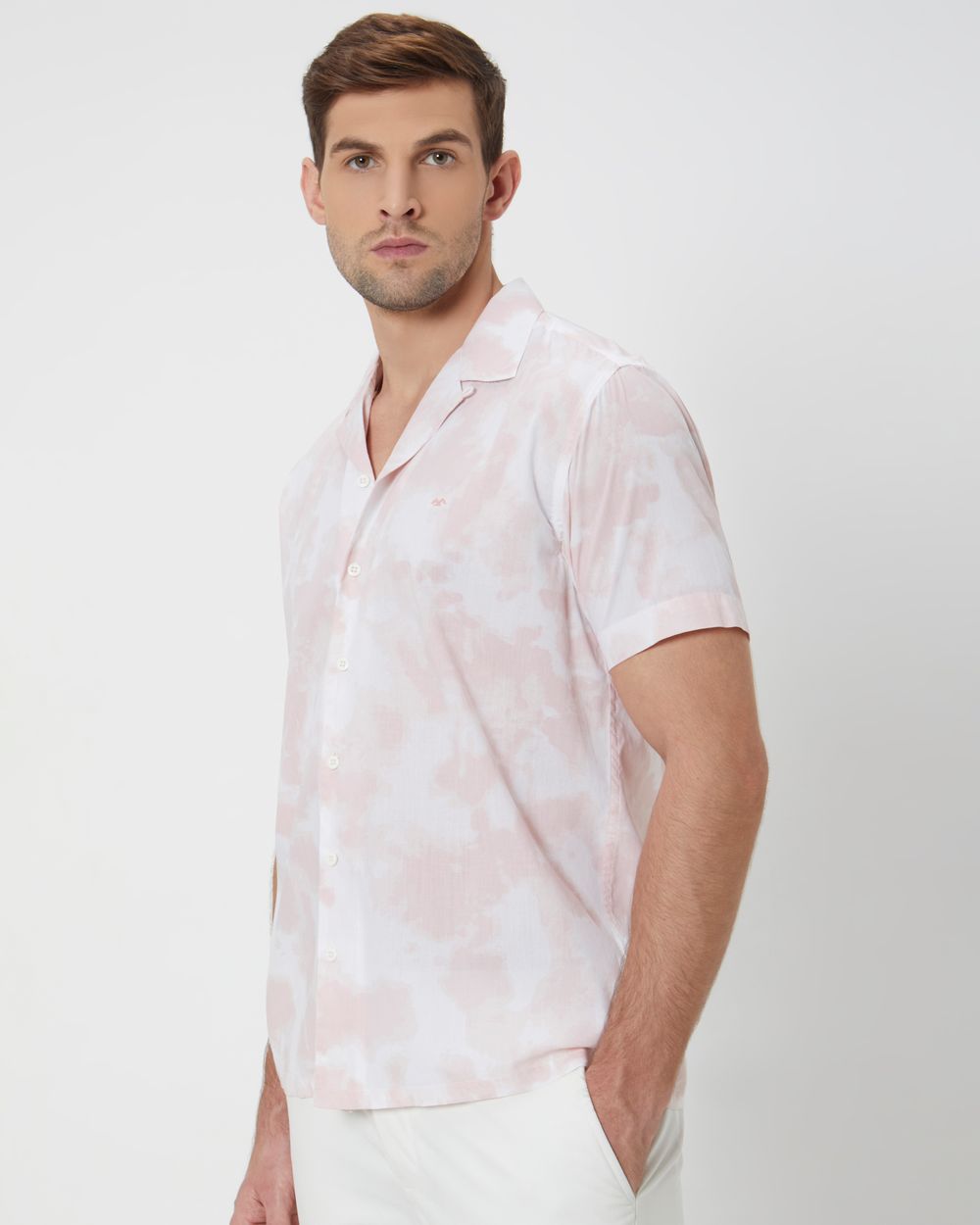 Pink Cloud Print Relaxed Fit Casual Shirt