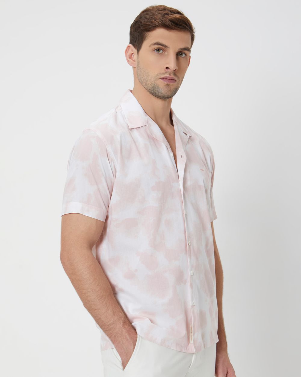 Pink Cloud Print Relaxed Fit Casual Shirt