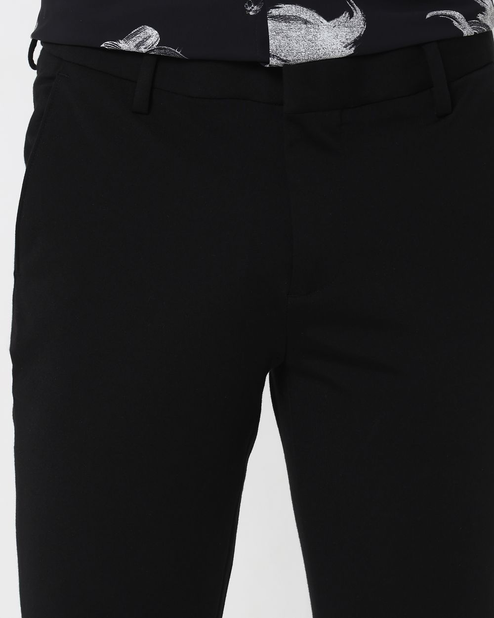 Black Ankle Length Stretch Chinos Trouser