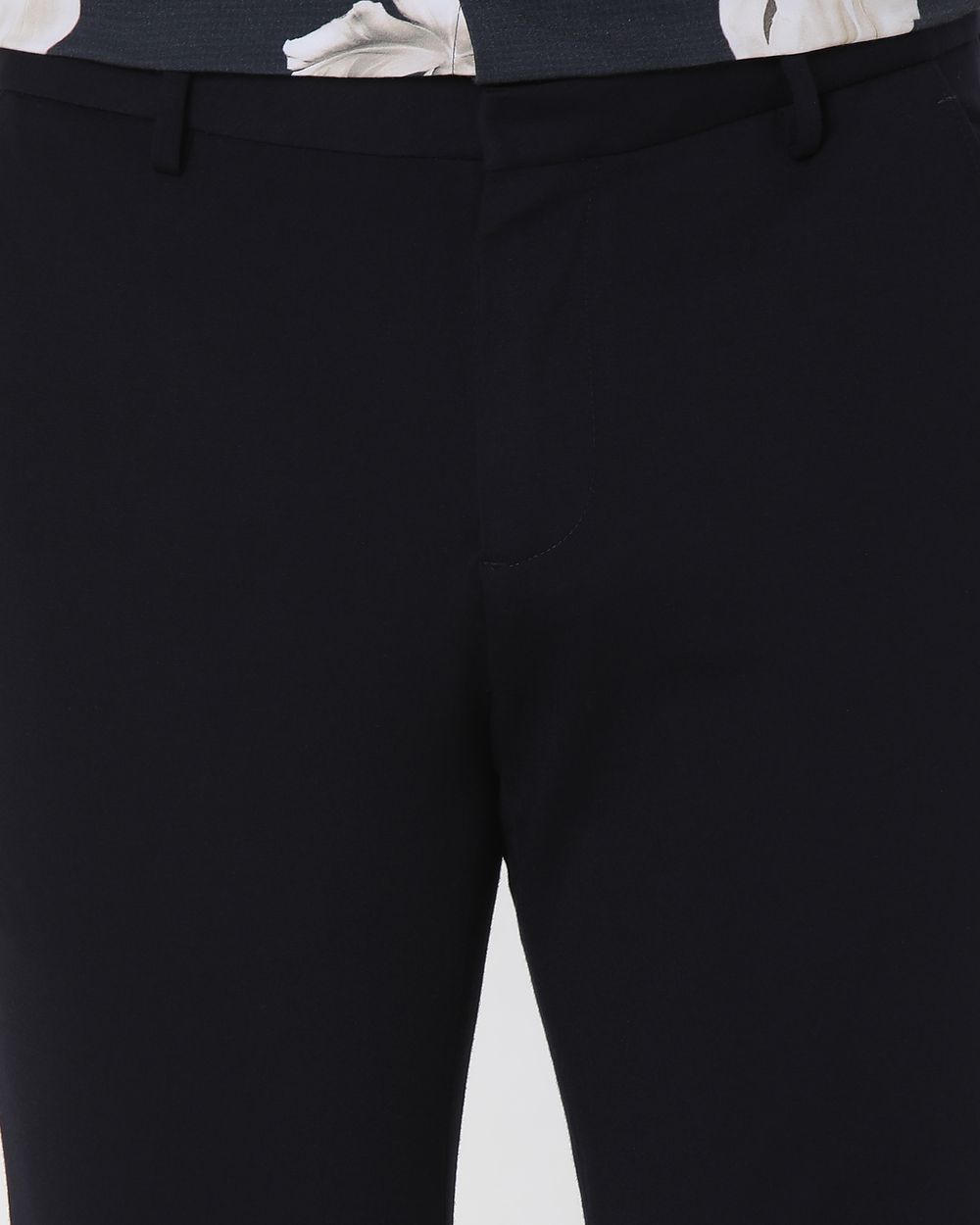 Navy Ankle Length Stretch Chinos Trouser
