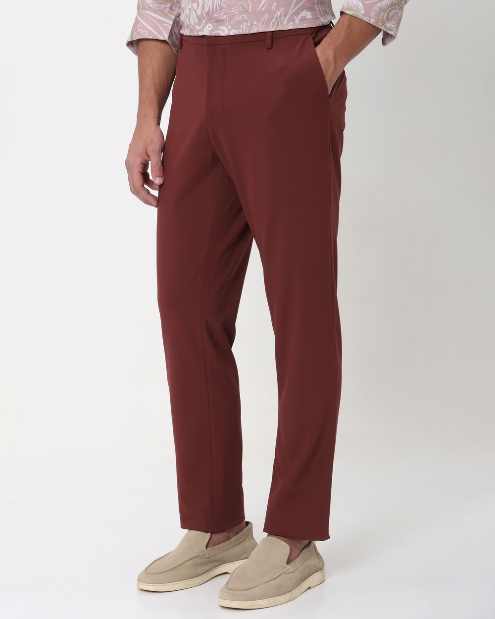 Rust Ankle Length Stretch Chinos