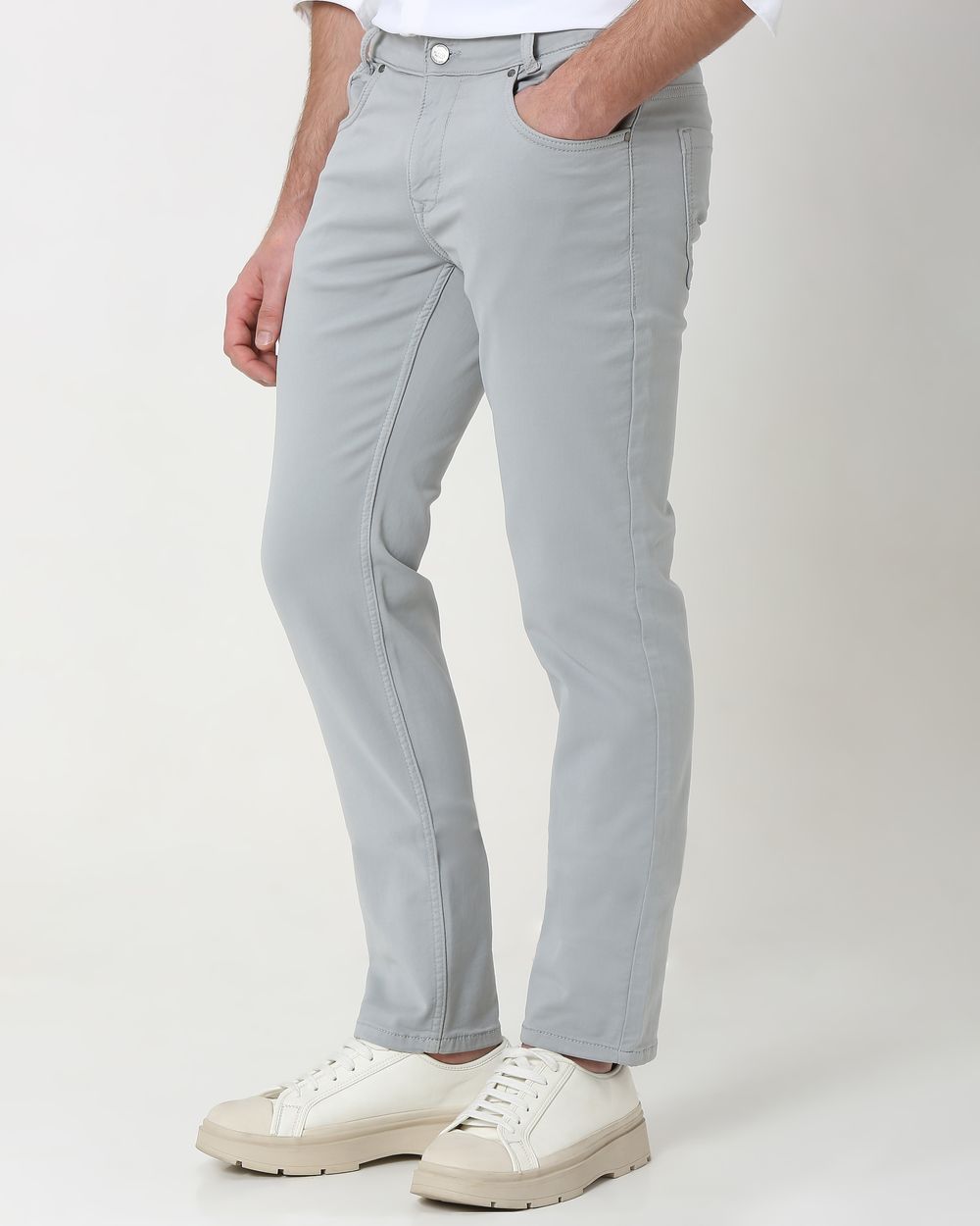 Light Grey Super Slim Fit Superstretch Coloured Jeans