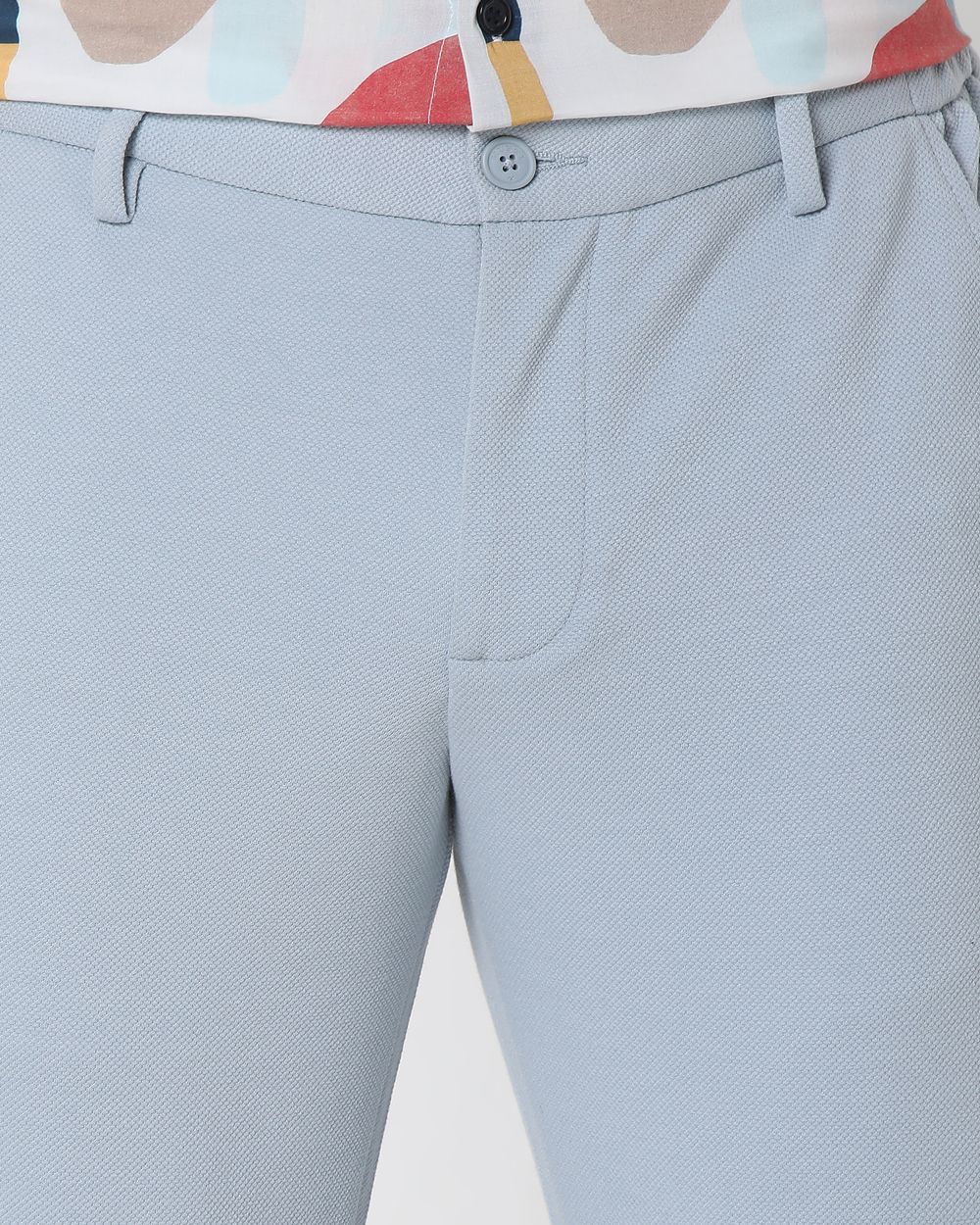 Light Grey Slim Fit Textured Jersey Stretch Chinos