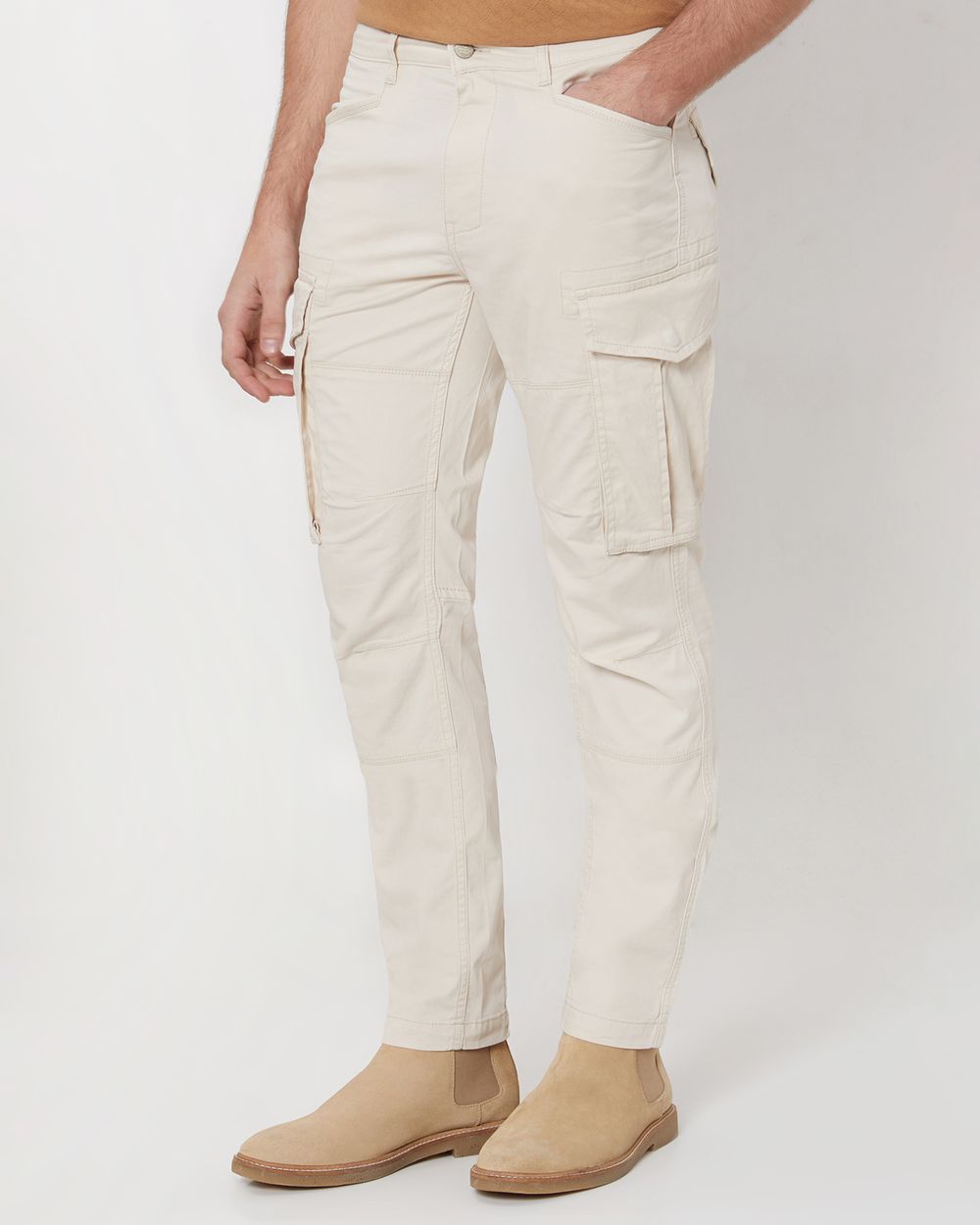 Off White Slim Fit Cargo
