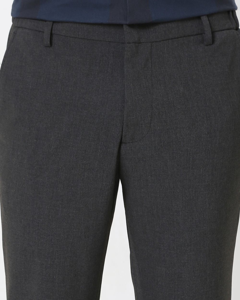 Charcoal Slim Fit Textured Jersey Stretch Chinos Trouser