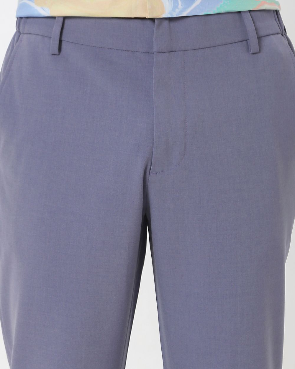 Lilac Slim Fit Textured Jersey Stretch Chinos Trouser