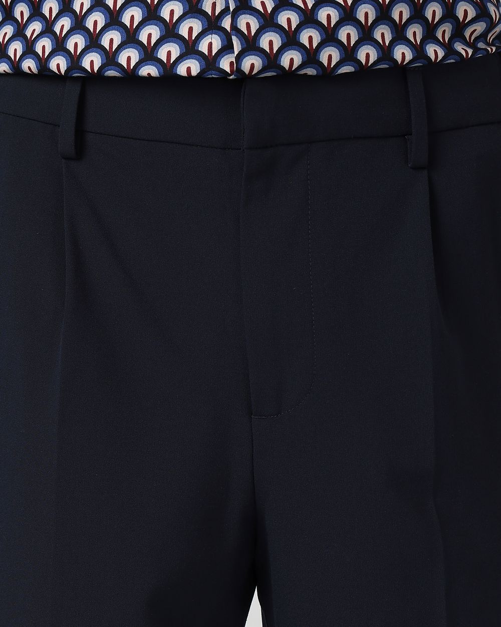 Navy Relaxed Tapered Fit Single Pleated Trouser