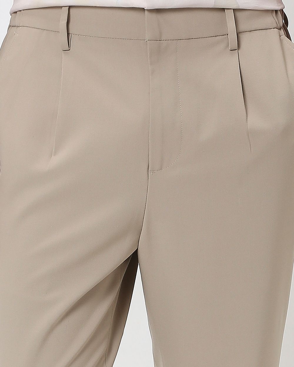 Charcoal Relaxed Tapered Fit Single Pleated Pants Trouser