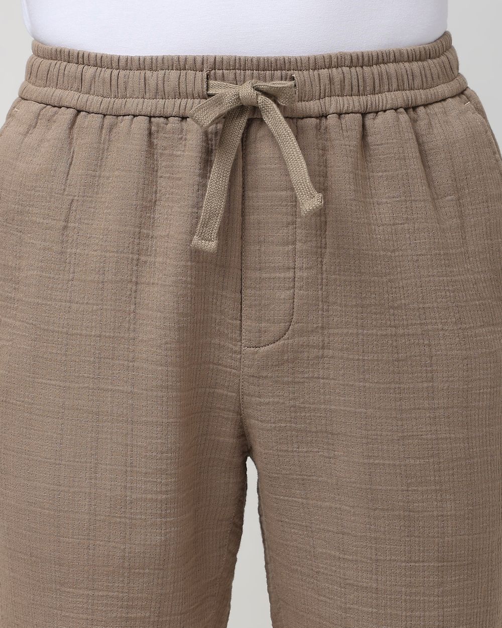 Khaki Relaxed Fit Drawstring Trouser