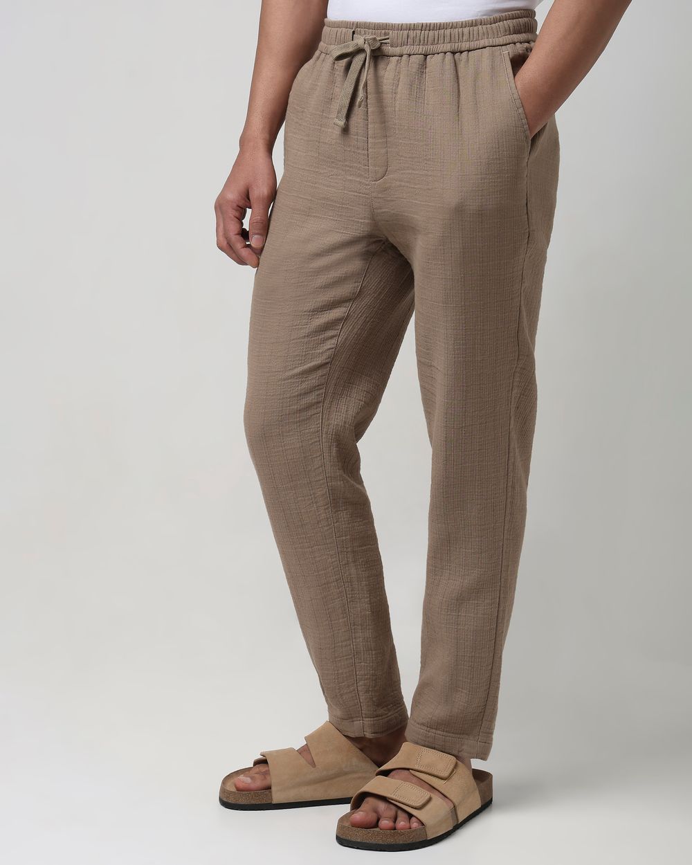 Khaki Relaxed Fit Drawstring Trouser
