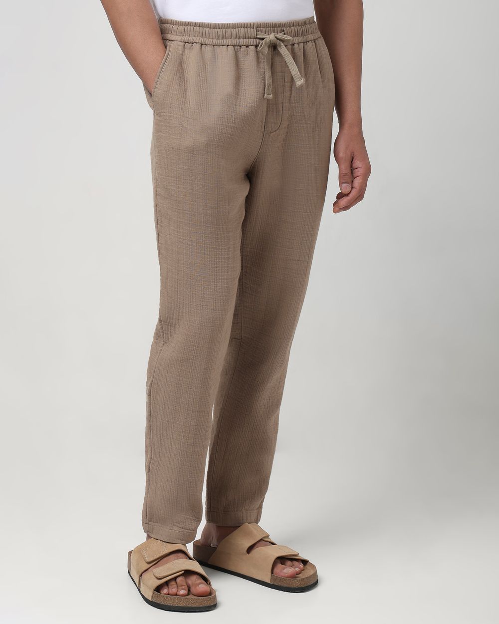 Khaki Relaxed Fit Drawstring Trouser