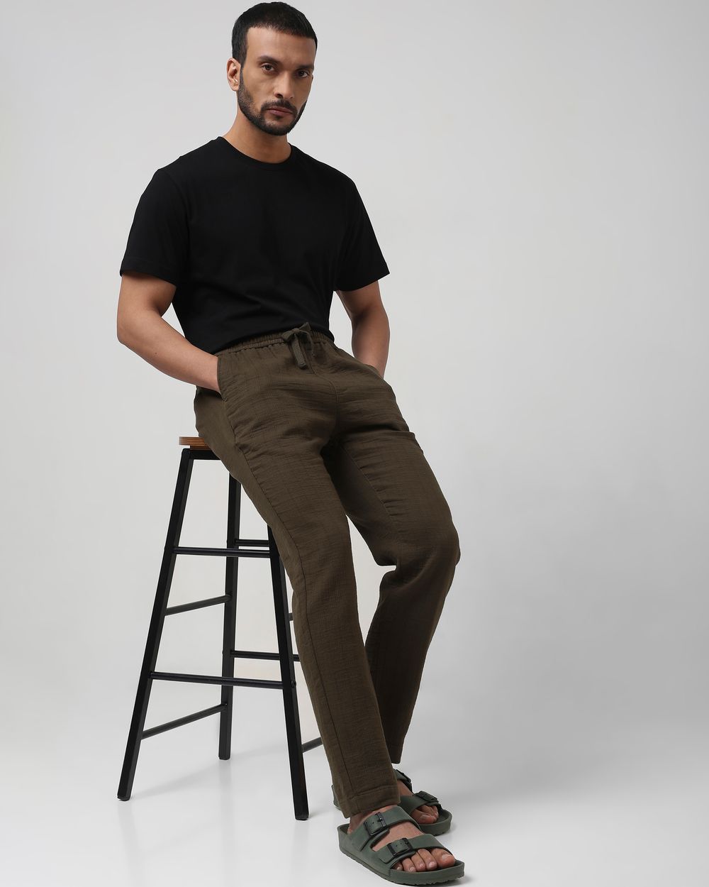 Olive Relaxed Fit Drawstring Trouser