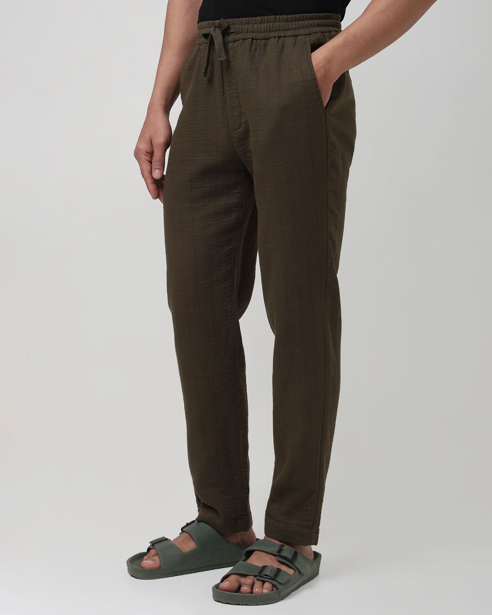 Olive Relaxed Fit Drawstring Trouser