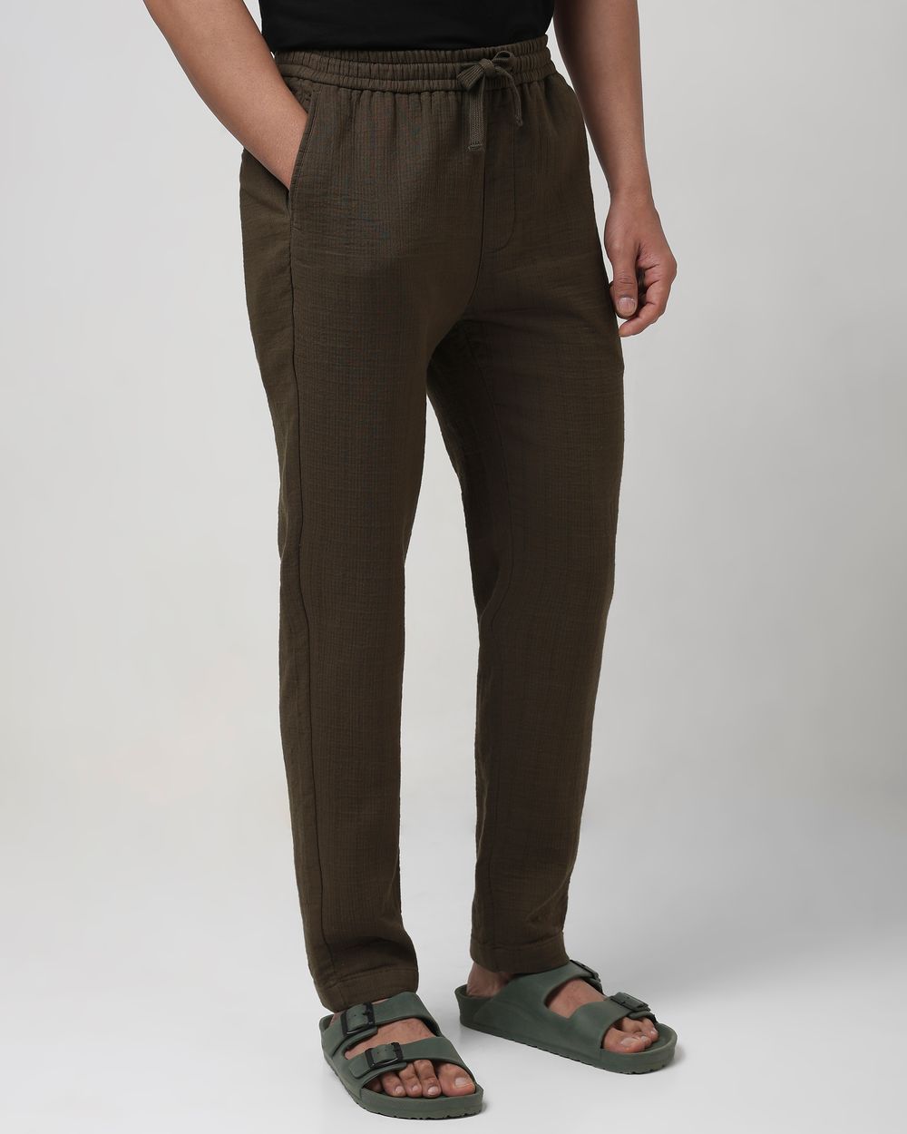 Olive Relaxed Fit Drawstring Trouser