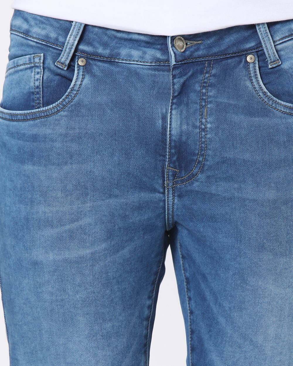 Mid Blue Ankle Length Denim Deluxe Stretch Jeans
