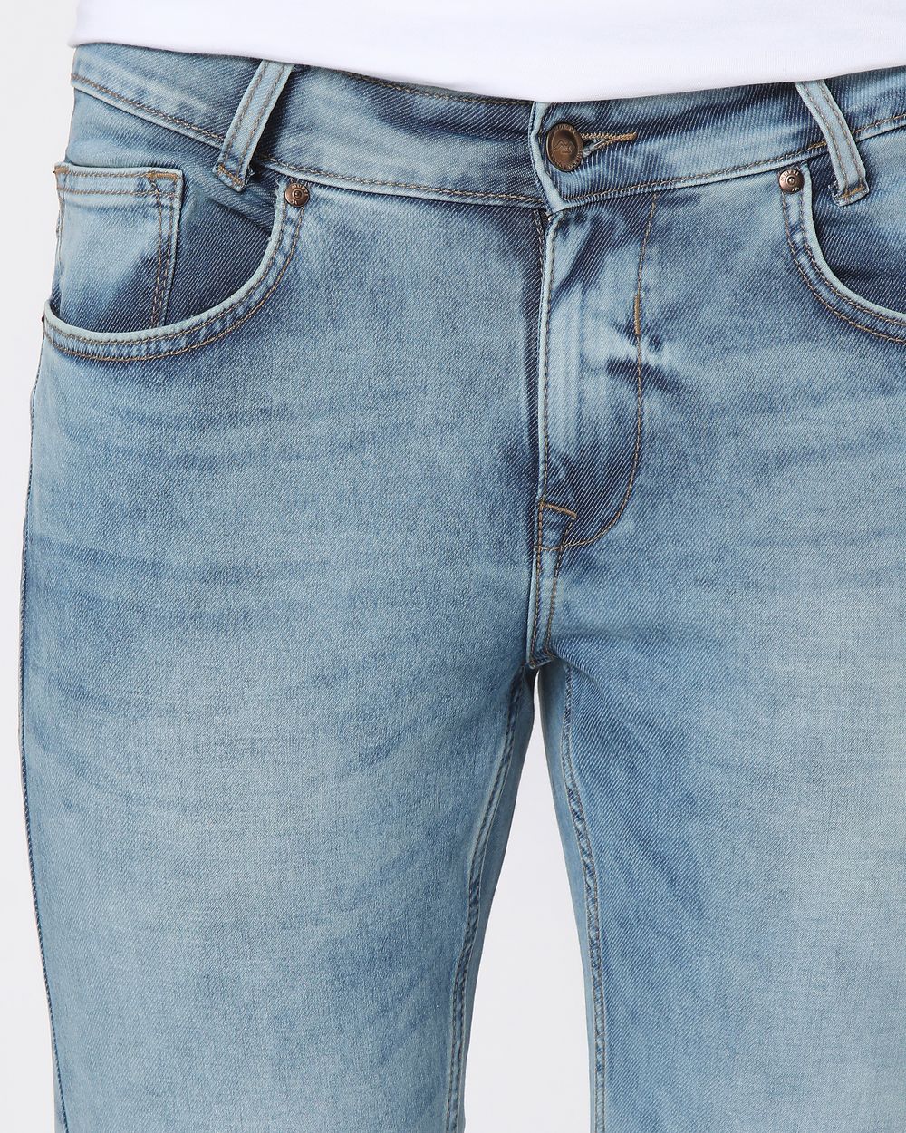 Mid Blue Ankle Length Denim Deluxe Stretch Jeans