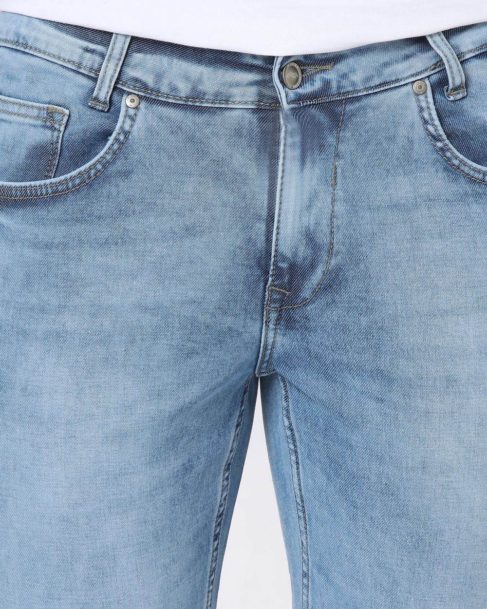 Mid Blue Ankle Length Denim Deluxe Stretch Jeans