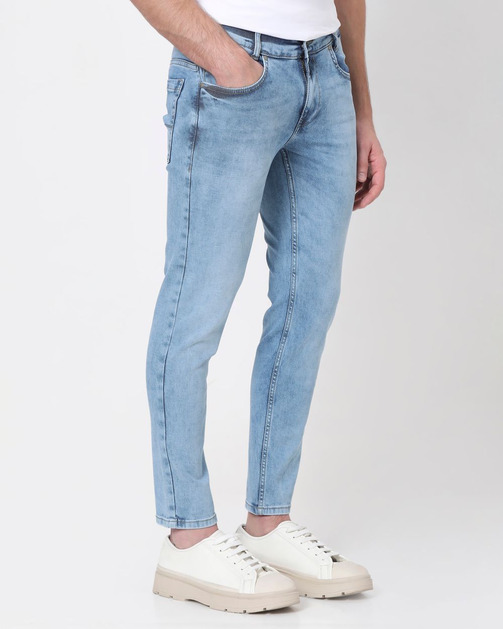 Mid Blue Ankle Length Denim Deluxe Stretch Jeans