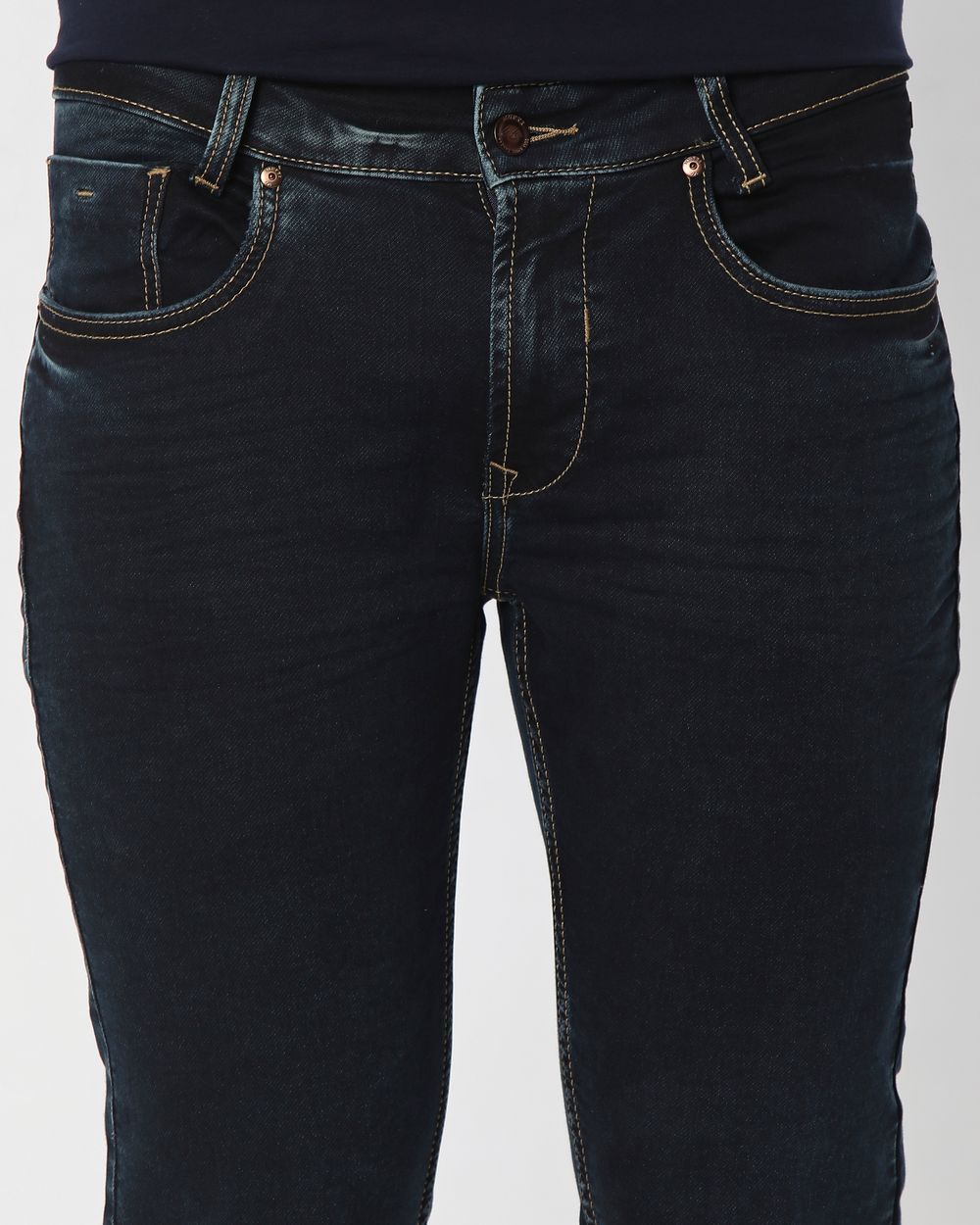 Blue Black Ankle Length Denim Deluxe Stretch Jeans