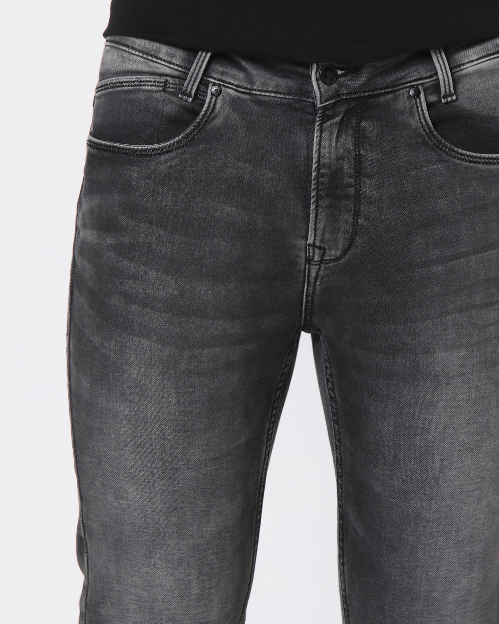 Grey Ankle Length Denim Deluxe Stretch Jeans